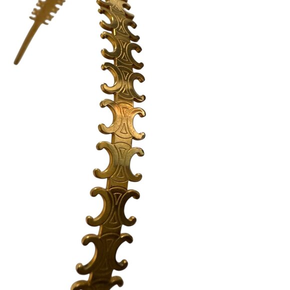 Celine Triomphe Headband In Steel With Gold Finish GOLD - Picture 2 of 8